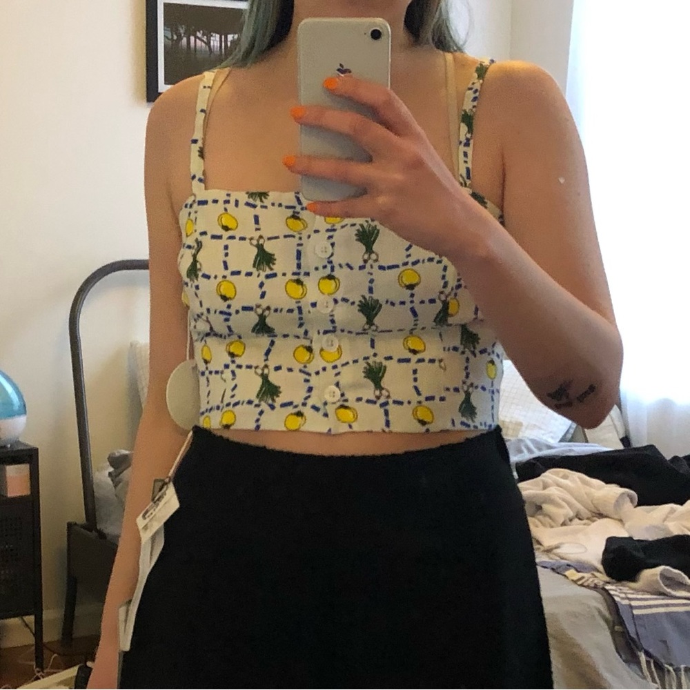 Staud linen crop top